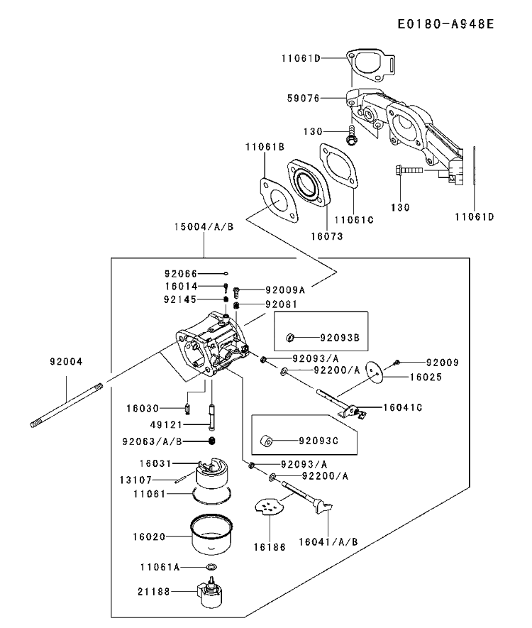 Carburetor Diagram and Parts List for FR730V-BS13 2017-09 Husqvarna Engine