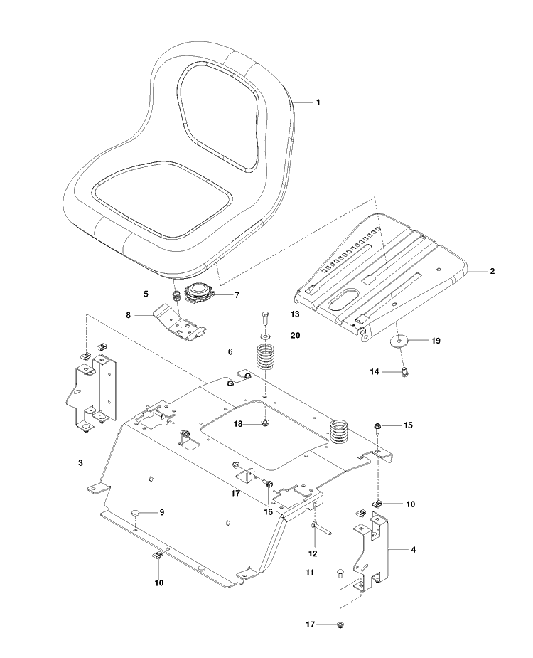 Seat Diagram and Parts List for RZ4623 (96700980201)(2015-05) Husqvarna Lawn Mower