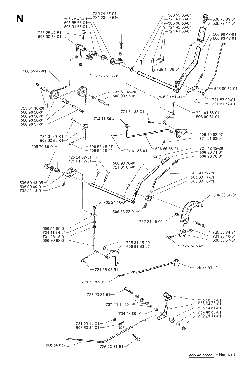 Controls Diagram and Parts List for R16H 1999-02 Husqvarna Lawn Tractor