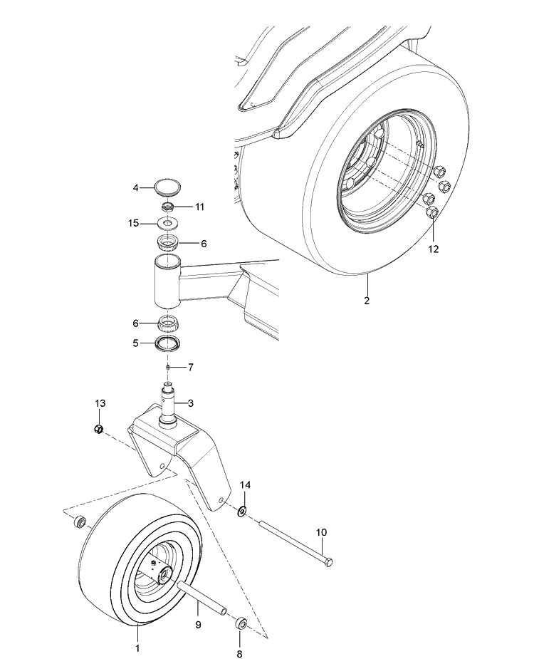 Wheels And Tires Diagram and Parts List for Z554  Husqvarna Lawn Mower