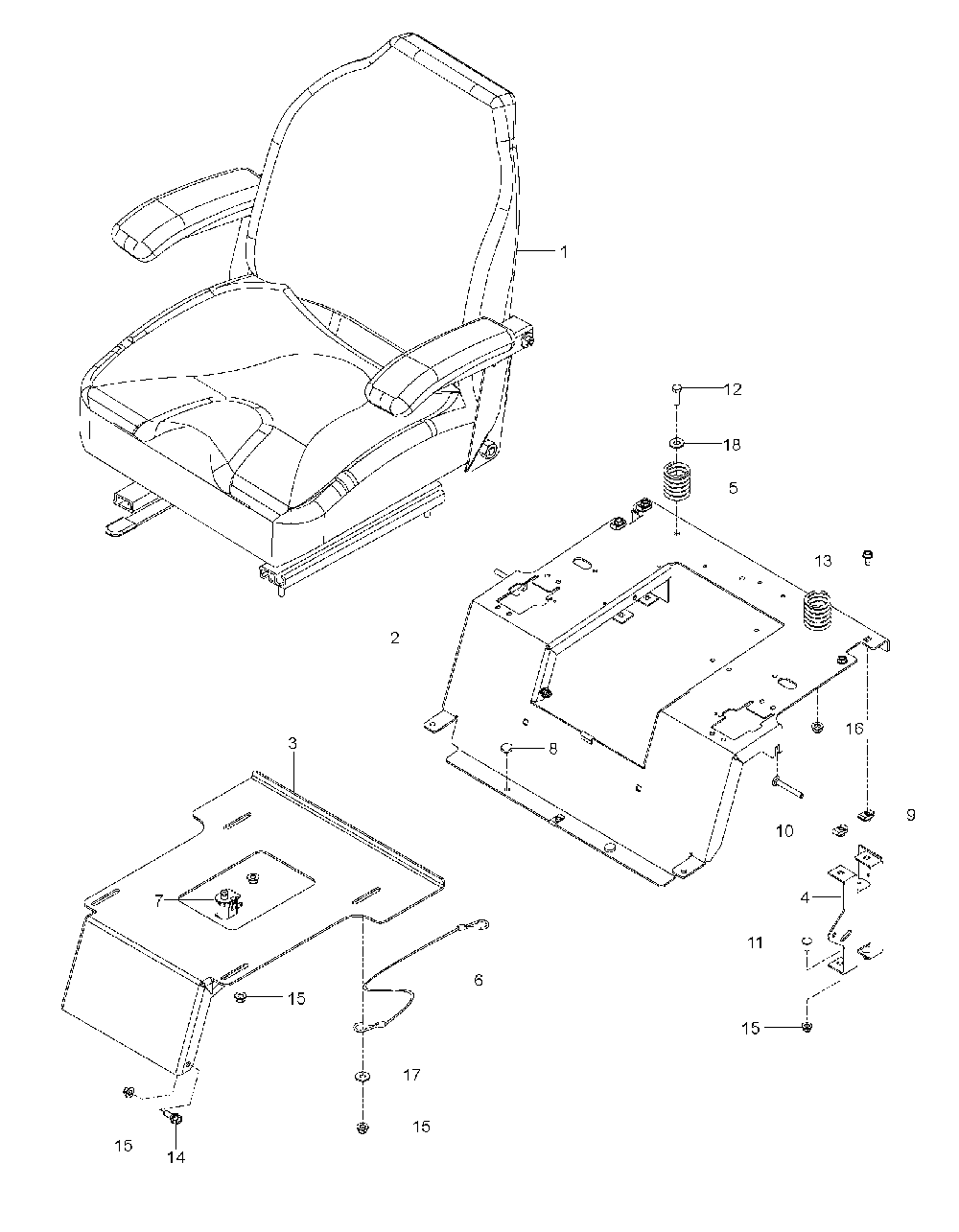 Seat Diagram and Parts List for EZ24TBF 966659601-01, 2011-10 Husqvarna Lawn Tractor