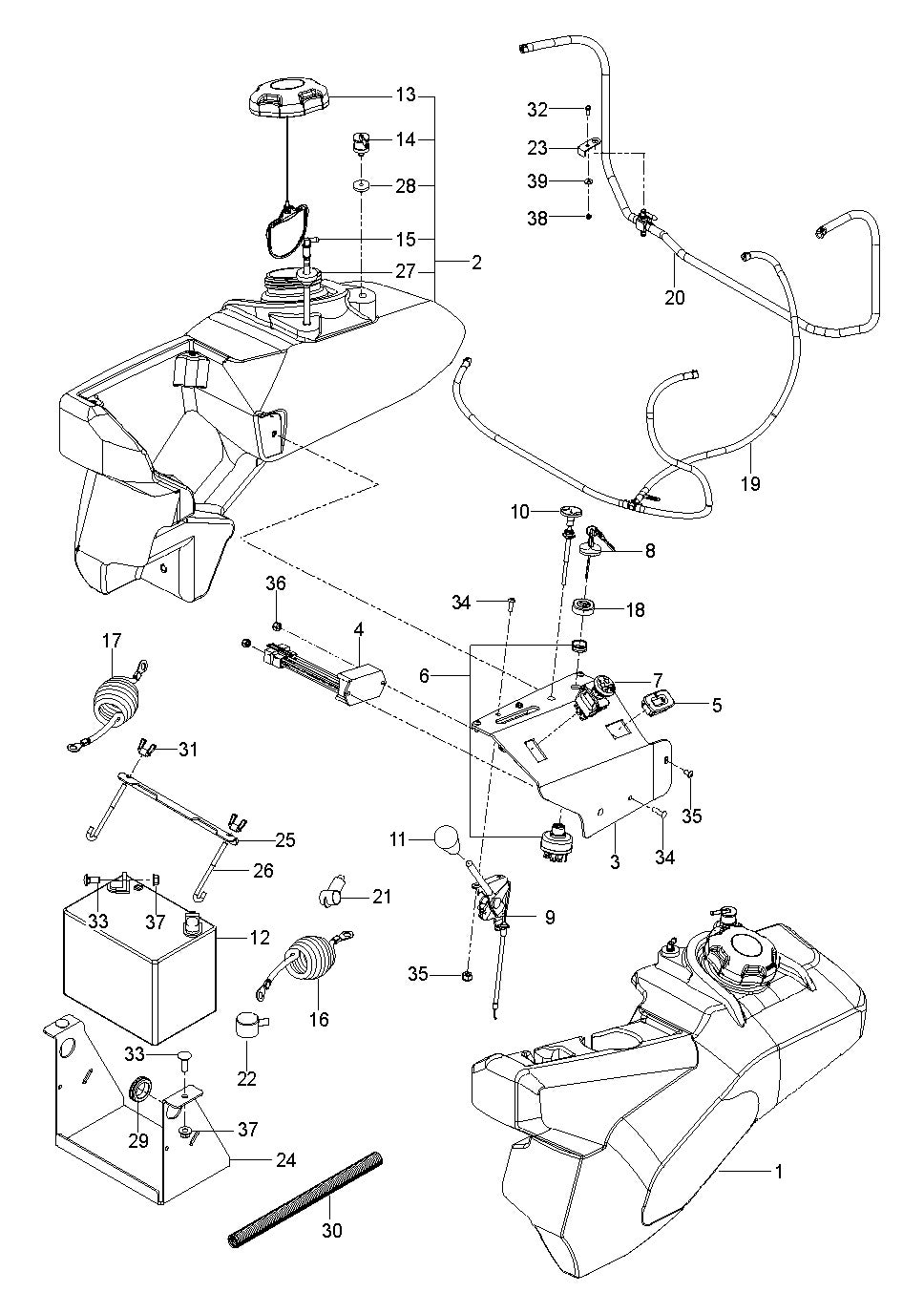 Ignition System Diagram and Parts List for PZ34 2010 Husqvarna Lawn Tractor