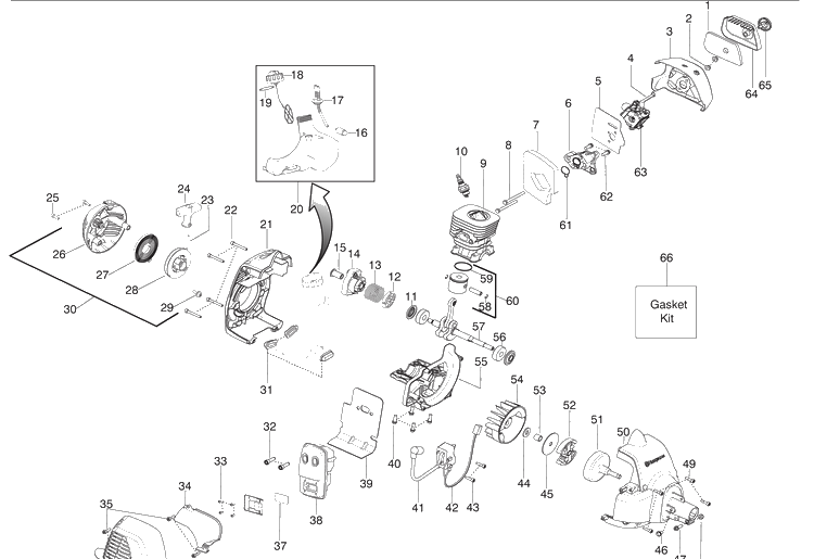 Engine Diagram and Parts List for 125L 2009-09 Husqvarna Trimmer