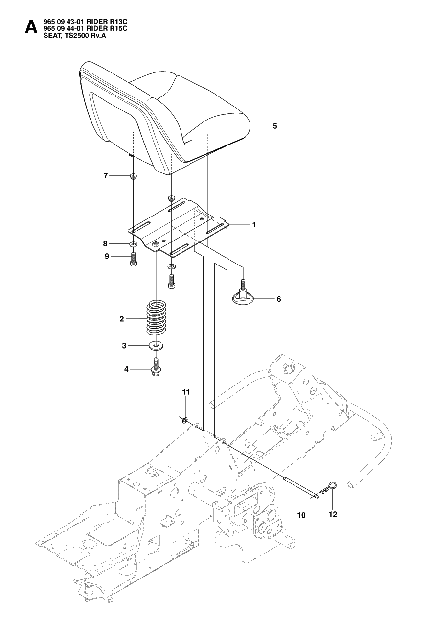 Seat Diagram and Parts List for R15C (965094401)(2007-01) Husqvarna Lawn Tractor