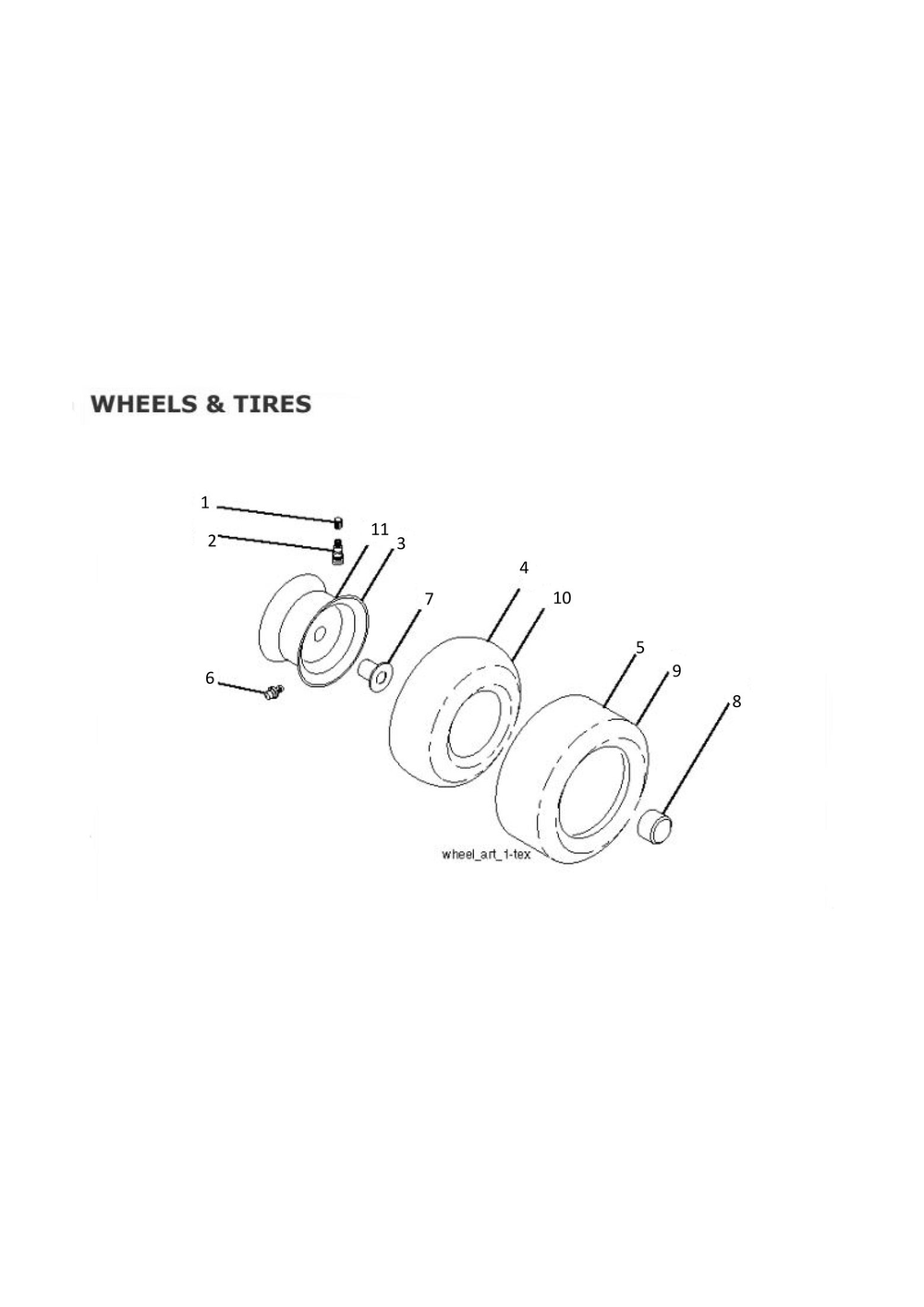 Wheels And Tires Diagram and Parts List for TC130 2020 Husqvarna Lawn Tractor