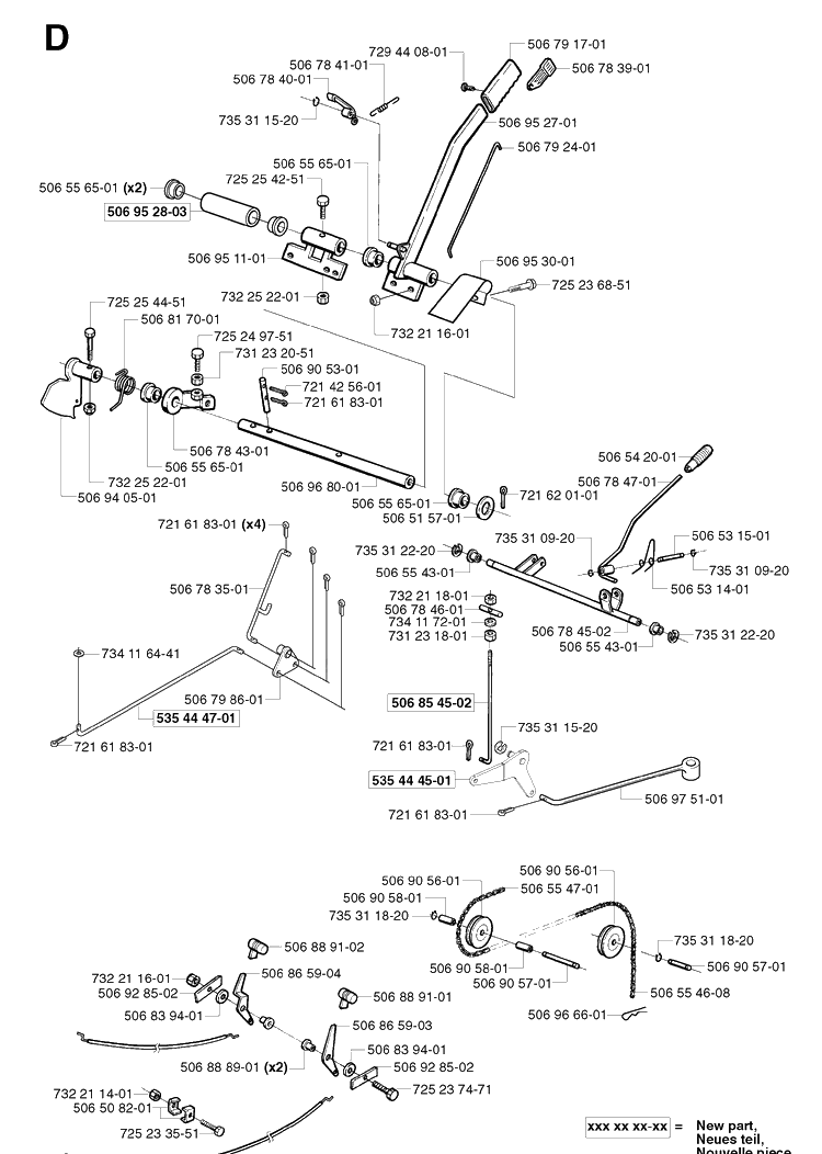 Controls Diagram and Parts List for PR18 2003-02 Husqvarna Lawn Mower