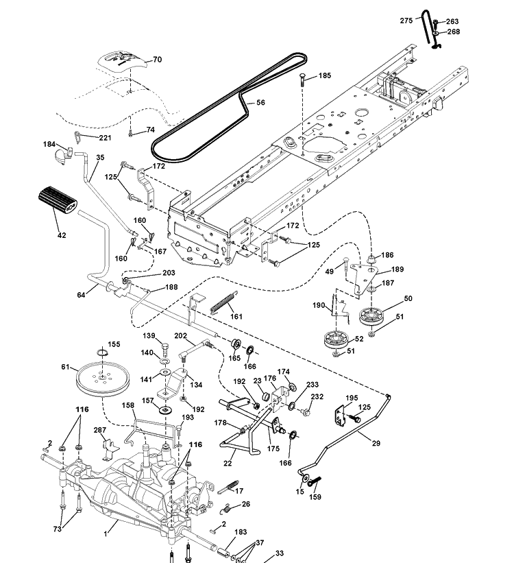 Drive Diagram and Parts List for LT2213 (96041007903)(2011-03) Husqvarna Lawn Tractor