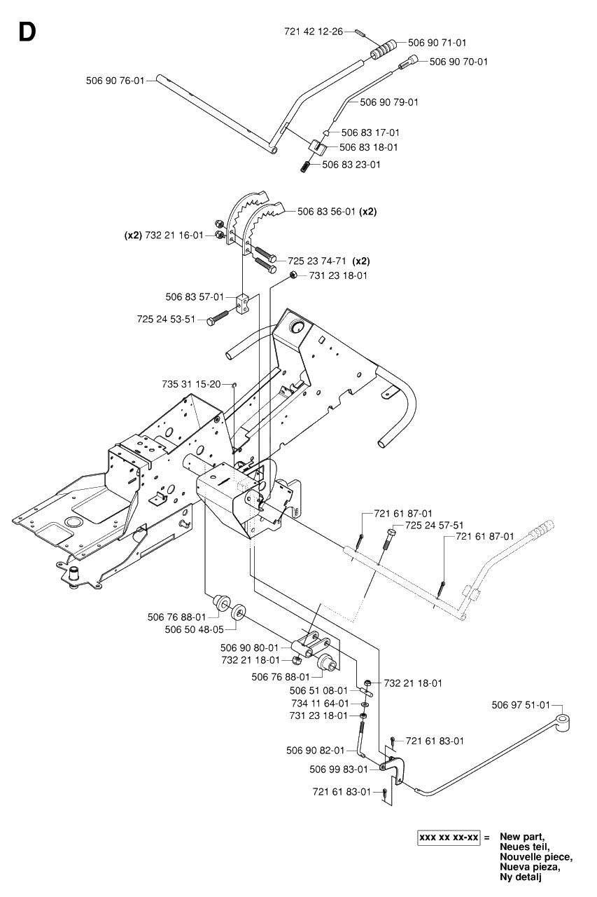 Controls Diagram and Parts List for R13AWD (965079901)(2006-01) Husqvarna Lawn Tractor