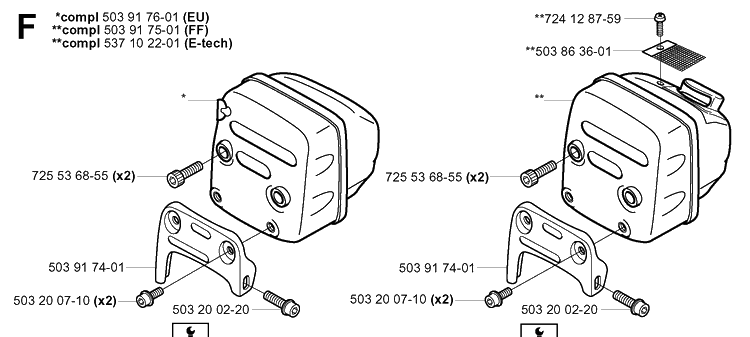 Muffler Diagram and Parts List for 357XP 20041800001-20050600000 Husqvarna Chainsaw