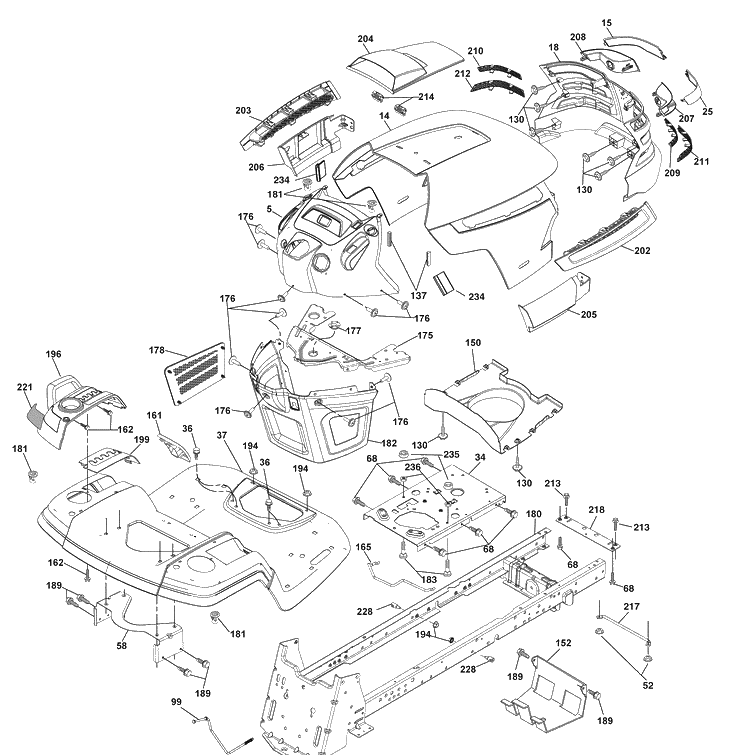 Chassis Diagram and Parts List for GTH2648 (96043003001)(2008-01) Husqvarna Lawn Mower