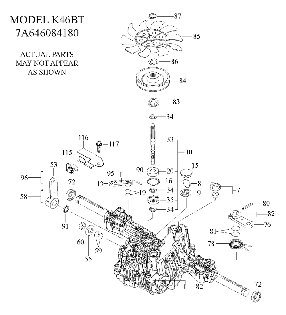 Transmission Diagram and Parts List for YTH2348 (917240443)(2012-11) Husqvarna Lawn Tractor