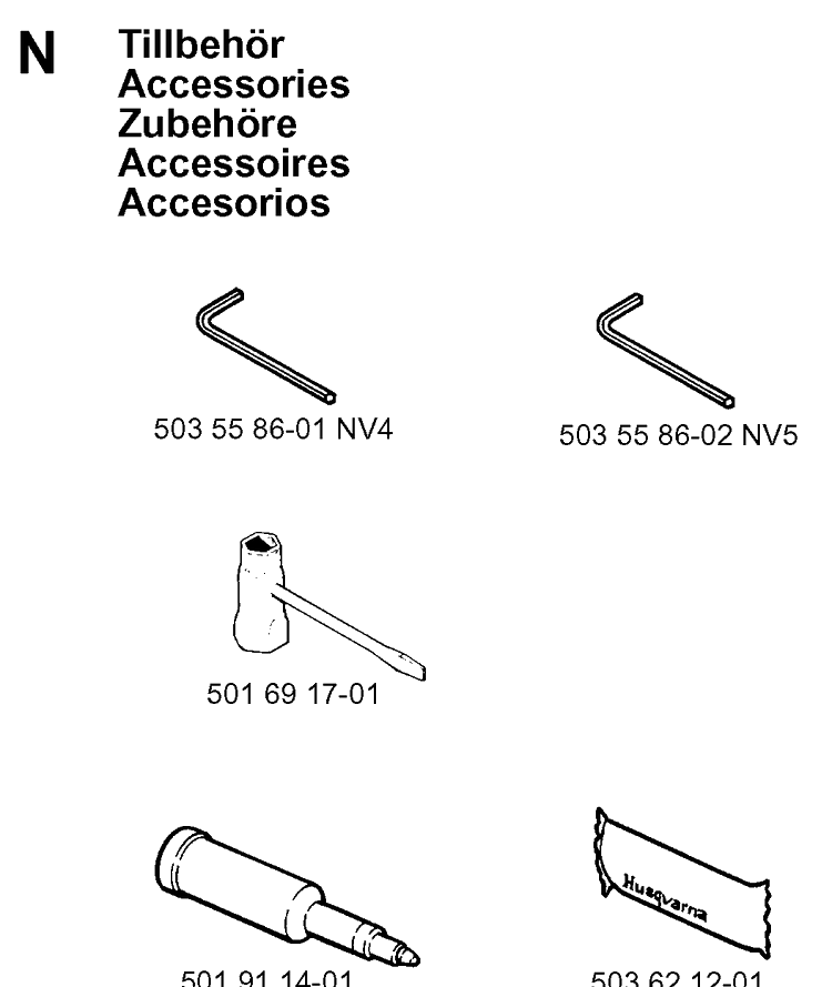 Accessories 2 Diagram and Parts List for 257 19980900001-19992300000 Husqvarna Chainsaw