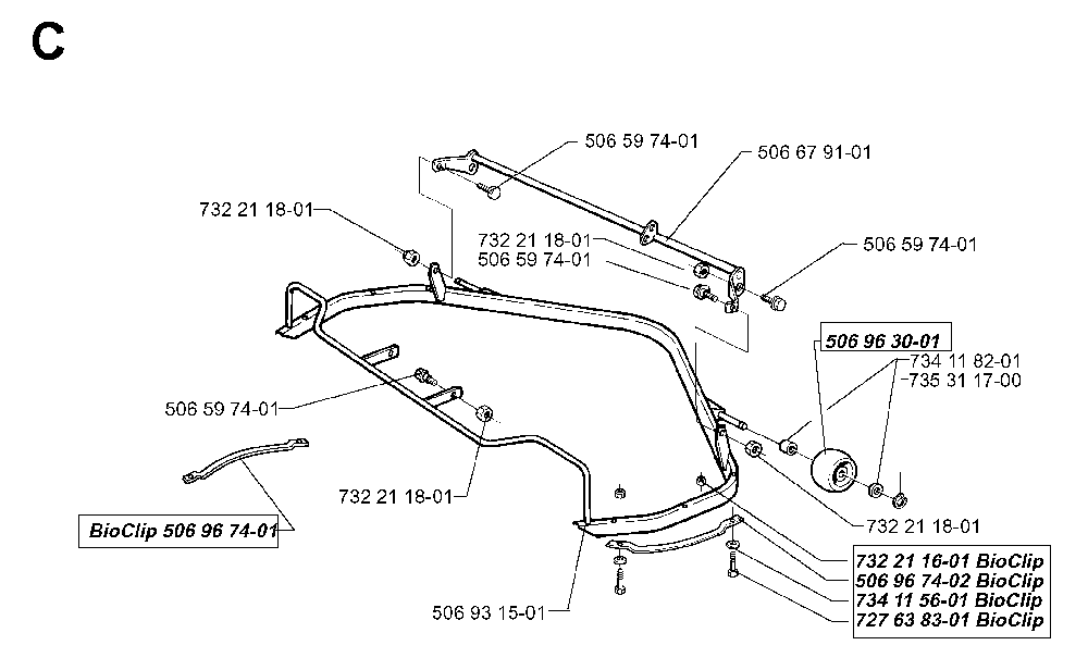 Cover Diagram and Parts List for RIDER970HSTBIOCLIP 1997-02 Husqvarna Lawn Tractor