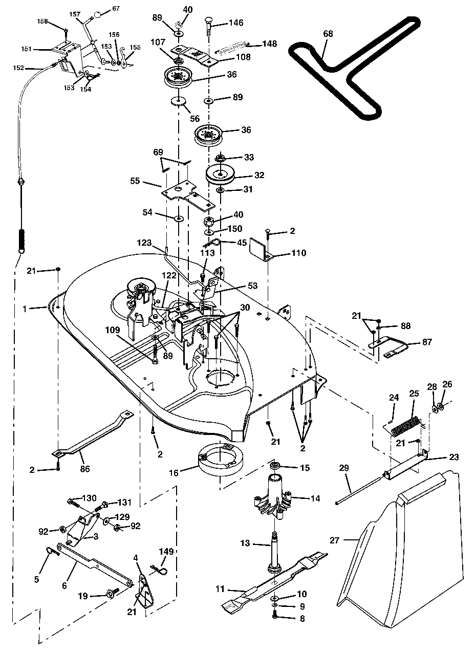 Mower Deck Diagram and Parts List for LT1538 (954569776-D)(2003-01) Husqvarna Lawn Tractor