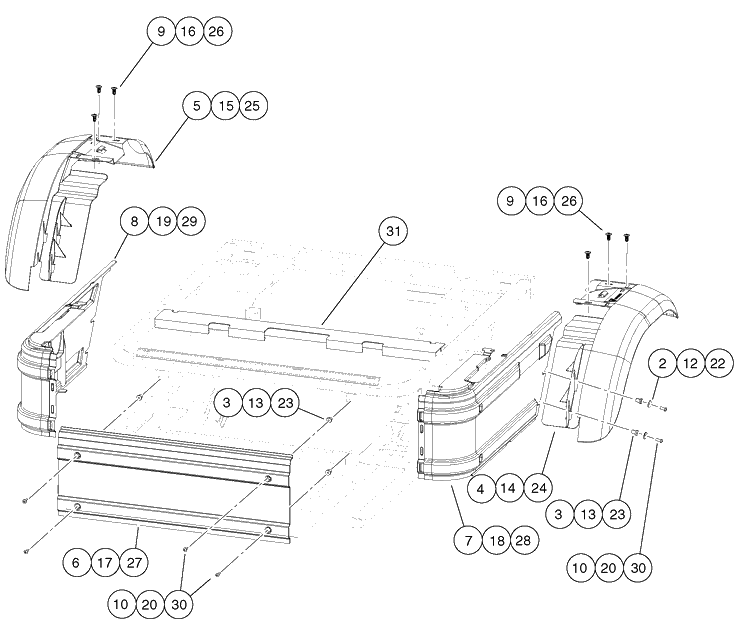 Side Panels And Rear Fenders Diagram and Parts List for HUV4421GXP 2009 Husqvarna Lawn Tractor