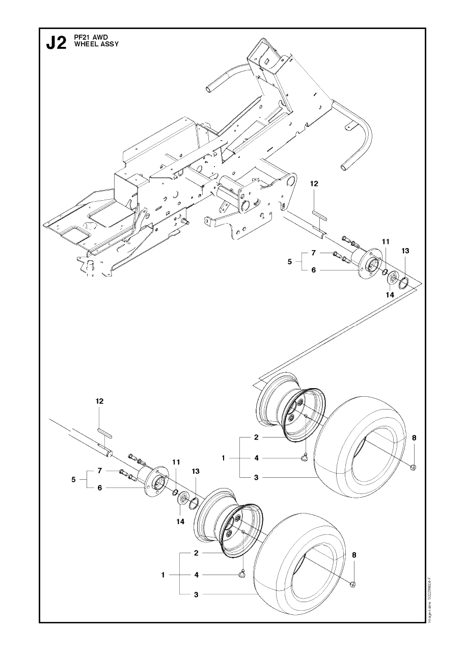 Wheels And Tires Diagram and Parts List for PF21AWD (965192501)(2011-03) Husqvarna Lawn Tractor