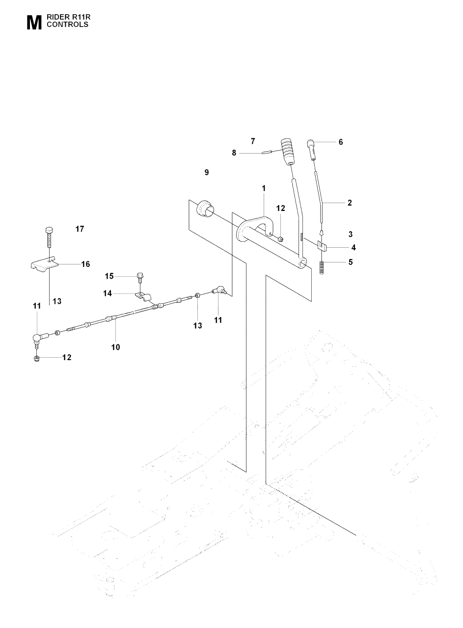 Controls 2 Diagram and Parts List for R11R (966830401)(2009-04) Husqvarna Lawn Tractor