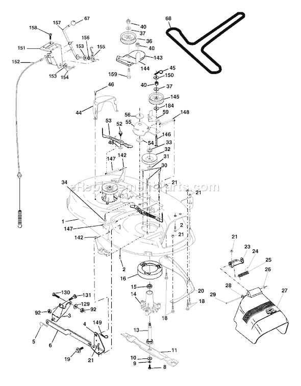 Page F Diagram and Parts List for LTH1742D (954570376) (2003-05) Husqvarna Lawn Tractor