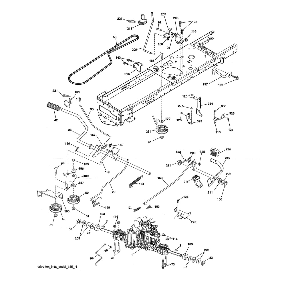 Drive Diagram and Parts List for 96043025900  Husqvarna Lawn Tractor
