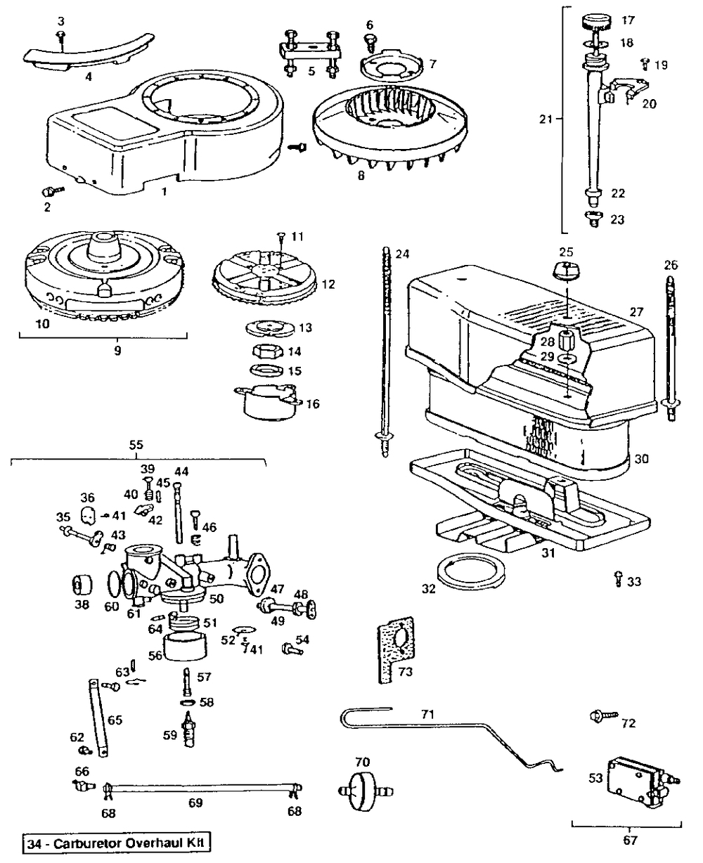 Engine B&s Model 281707, Type 0412-01 (Part 2) Diagram and Parts List for YT120 (954000061)(1990-01) Husqvarna Lawn Tractor