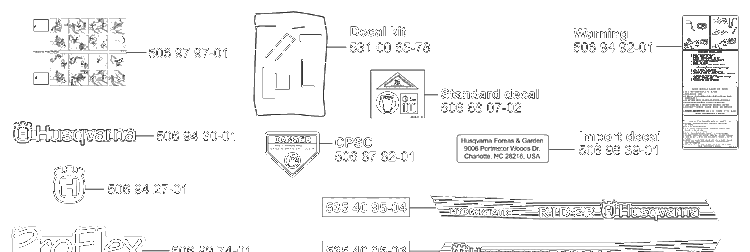 Decals Diagram and Parts List for RIDERPROFLEX21 2001-02 Husqvarna Lawn Tractor