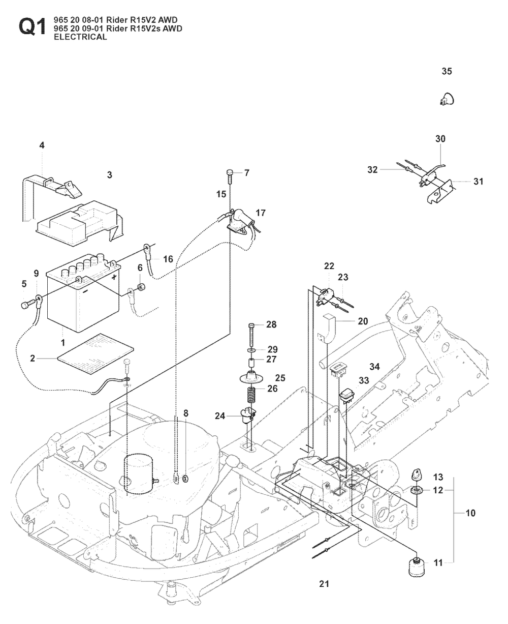 Electrical 2 Diagram and Parts List for R15-V2AWD (965200901)(2008-01) Husqvarna Lawn Tractor