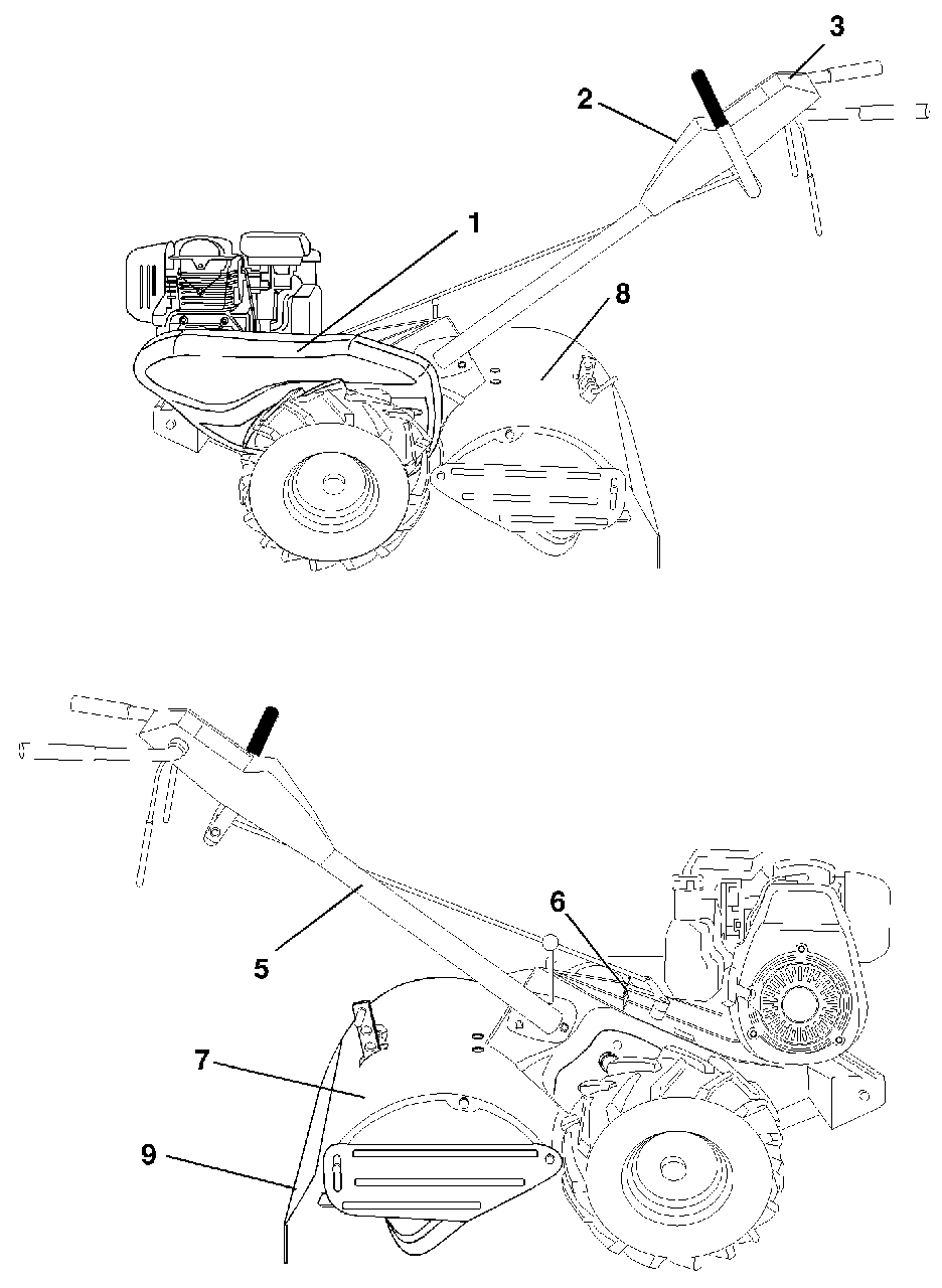 Decals Diagram and Parts List for 500RTT (954329318-B)(2003-11) Husqvarna Tiller