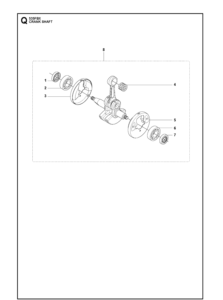 Crankshaft Diagram and Parts List for 535FBX  Husqvarna Brush Cutter