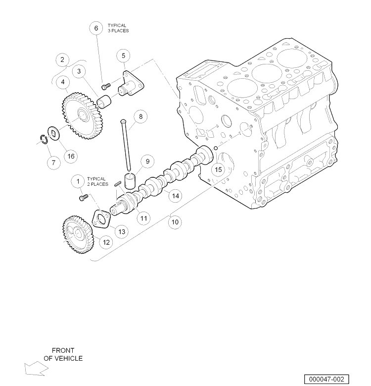 Camshaft And Idle Gear Diagram and Parts List for HUV4421DXP 2006-11 Husqvarna Lawn Tractor