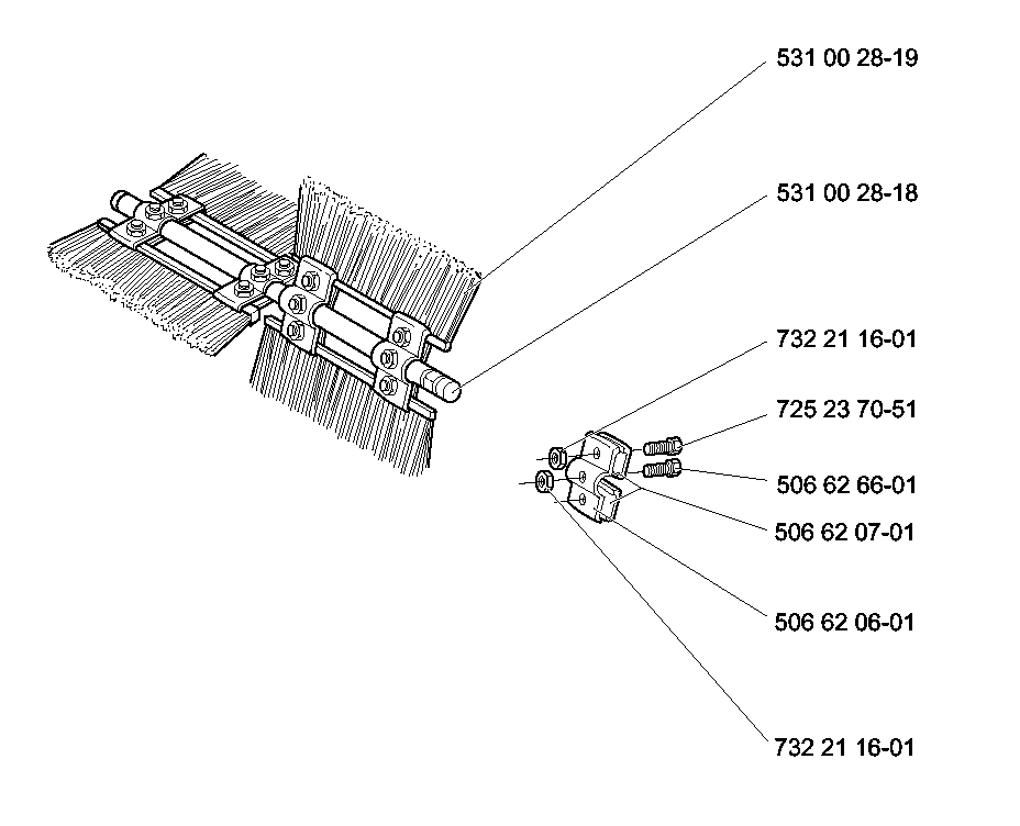 Brushes Diagram and Parts List for HS1100 1997-04 Husqvarna Lawn Tractor Accessories
