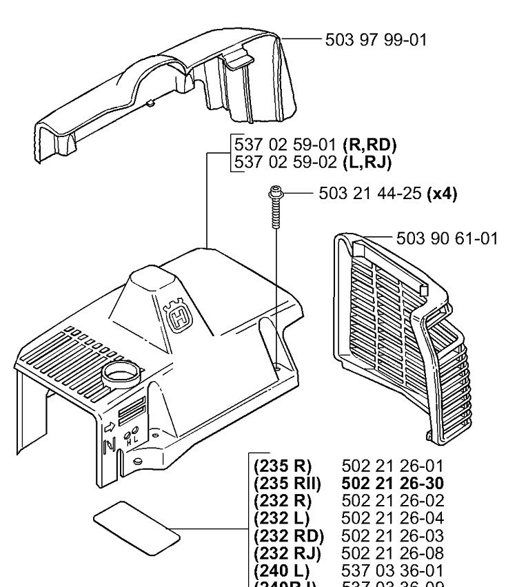 Covers Diagram and Parts List for 232RD 2000-10 Husqvarna Brush Cutter