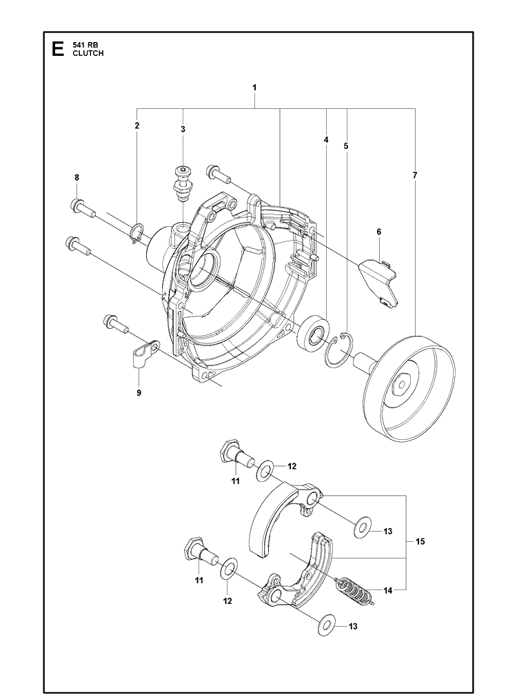 Clutch Diagram and Parts List for 541RB  Husqvarna Brush Cutter