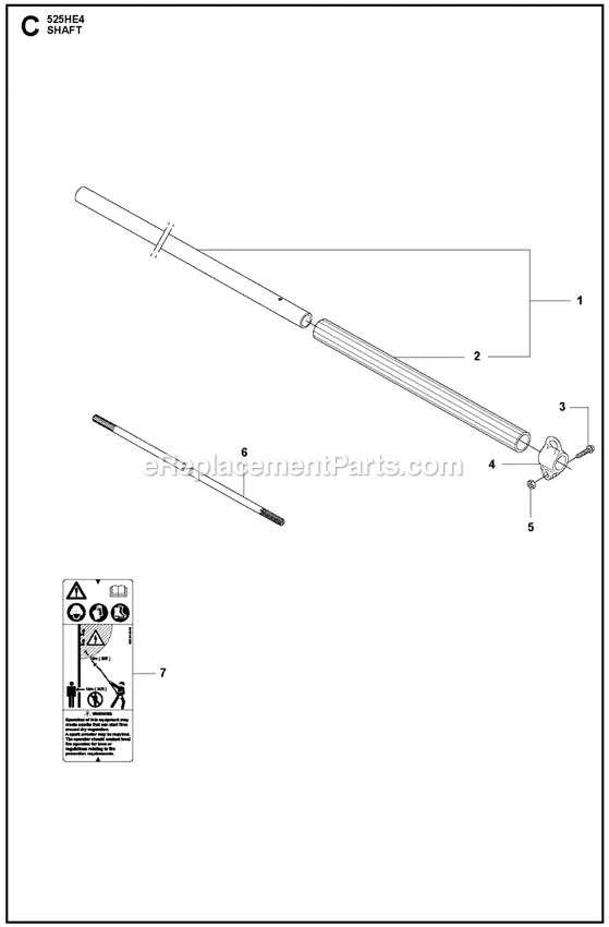 Shaft Diagram and Parts List for 525HE4  Husqvarna Trimmer