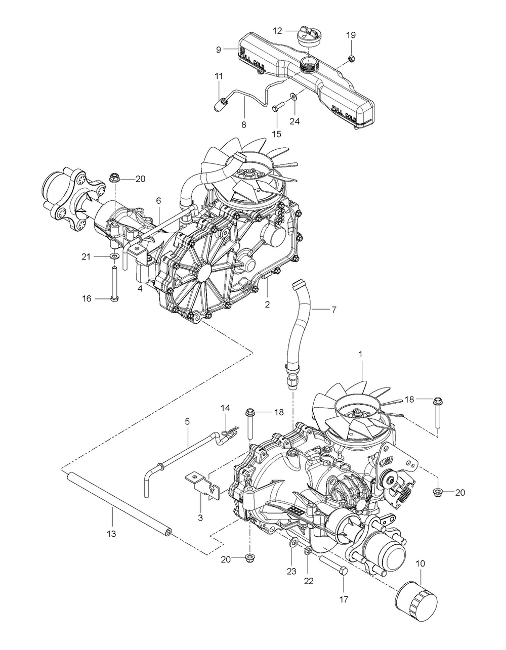 Hydraulic Pump - Motor Diagram and Parts List for MZ54 ROPS Husqvarna Lawn Tractor