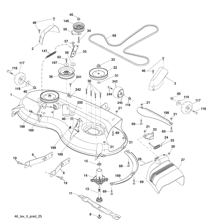 Mower Deck Diagram and Parts List for 2246LS (96043006300)(2008-11) Husqvarna Lawn Mower