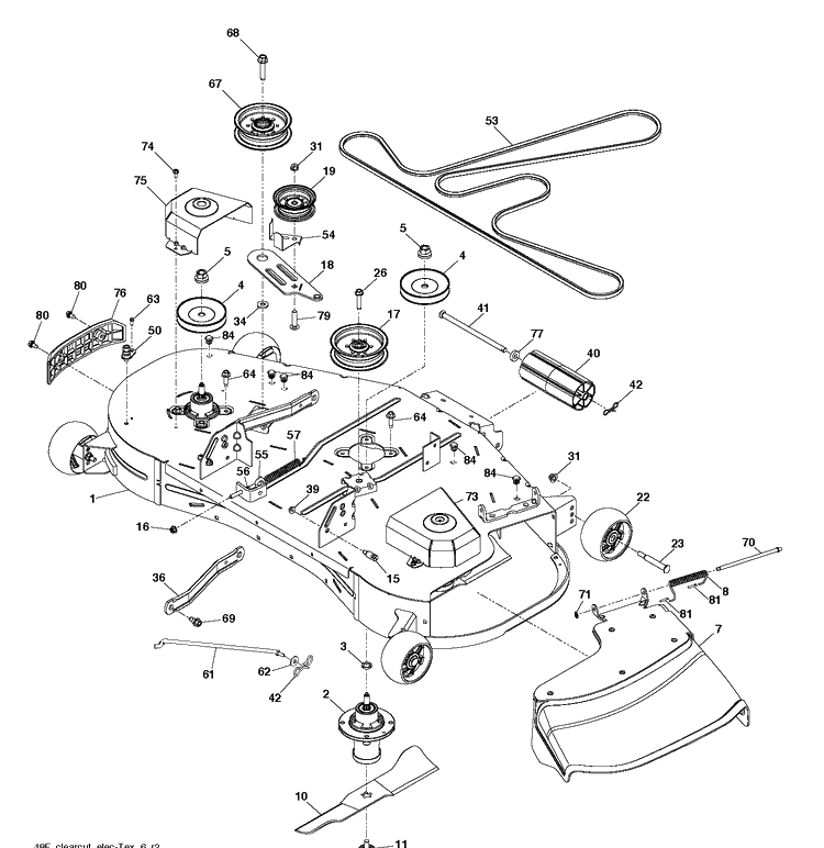 Mower Deck / Cutting Deck Diagram and Parts List for TS348XD (96043032000)(2019-08) Husqvarna Lawn Tractor
