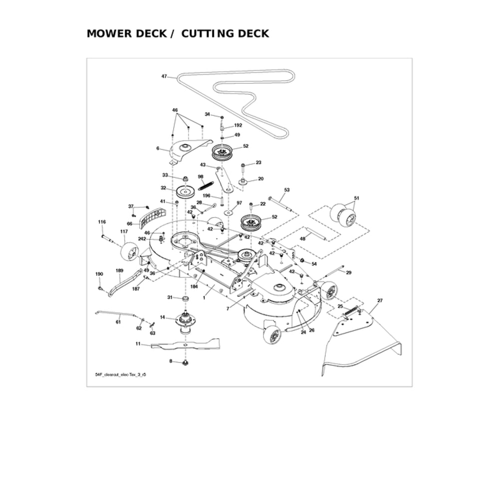 Mower Deck/Cutting Deck Diagram and Parts List for 96043032100  Husqvarna Lawn Tractor