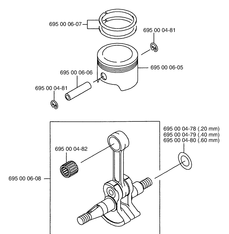 Piston / Crankshaft Diagram and Parts List for 155BT (Carb II)(2001-04) Husqvarna Leaf Blower / Vacuum