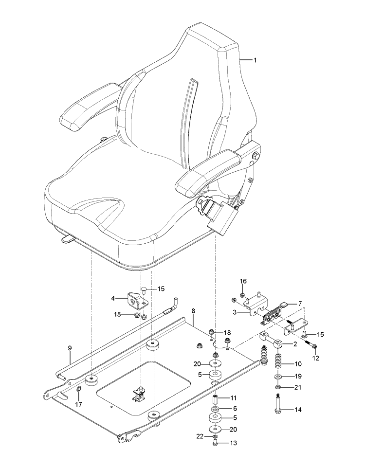 Seat Diagram and Parts List for Z554 (96766960100)(2017-06) Husqvarna Lawn Mower