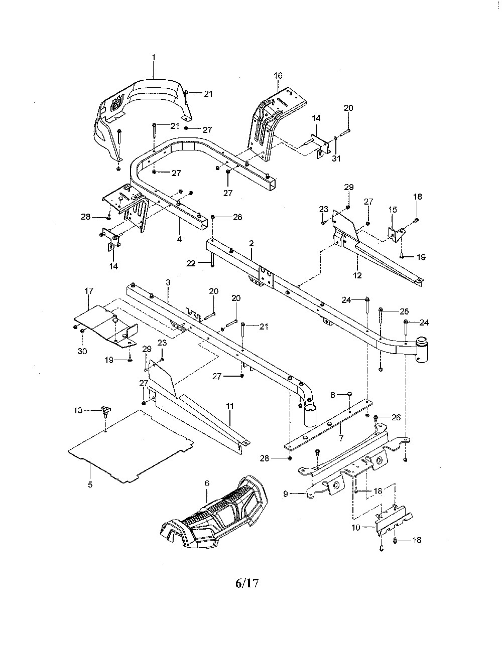Frame Diagram and Parts List for 967271801-00  Husqvarna Lawn Mower