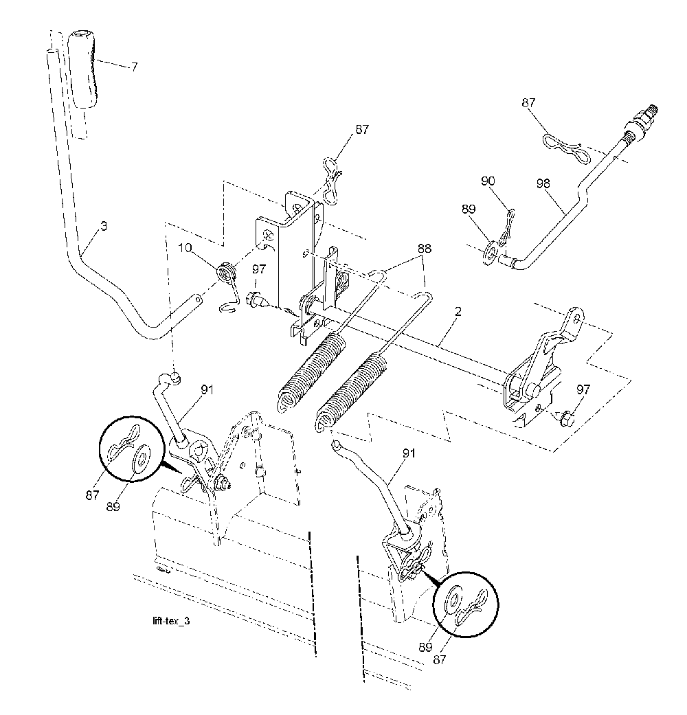 Mower Lift / Deck Lift Diagram and Parts List for YTH2754T (96041006201)(2008-11) Husqvarna Lawn Tractor