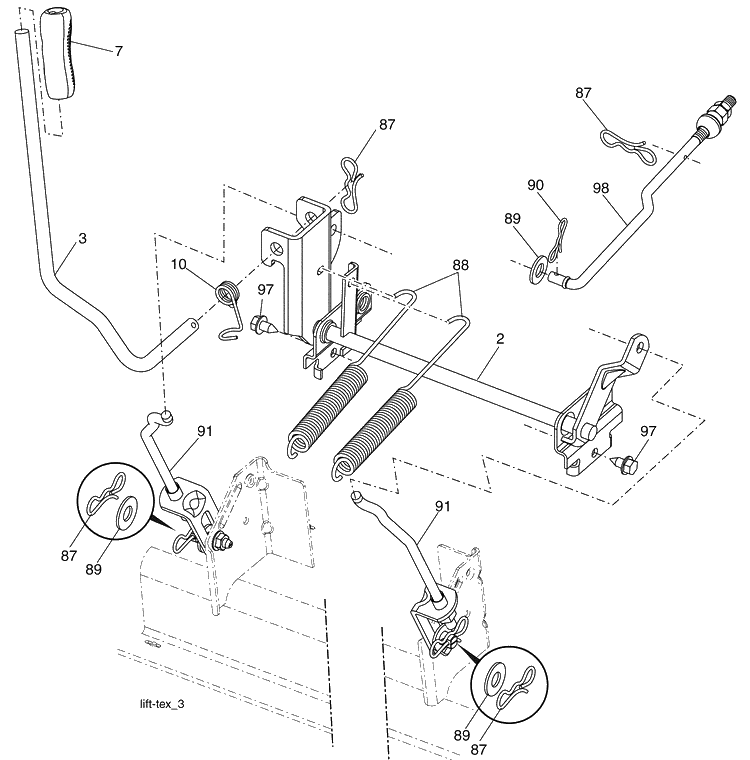 Mower Lift Diagram and Parts List for 2748GLS (96043007800)(2008-12) Husqvarna Lawn Mower