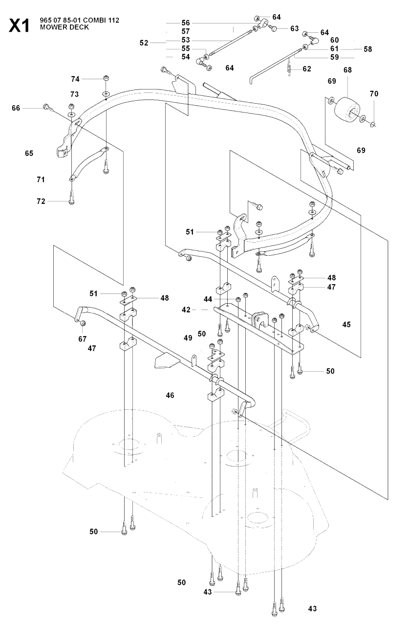 Protection Frame 2 Diagram and Parts List for R155AWD (965178701)(2007-03) Husqvarna Lawn Tractor
