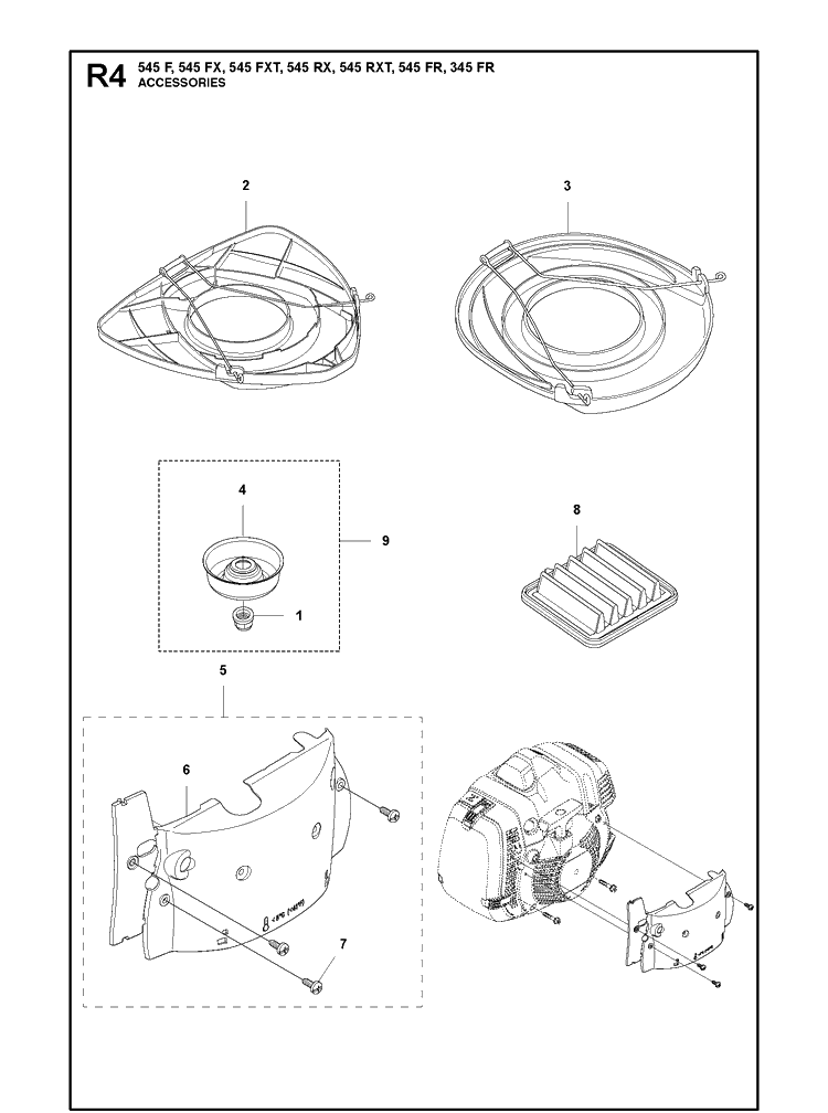 Accessories 2 Diagram and Parts List for 545F  Husqvarna Brush Cutter