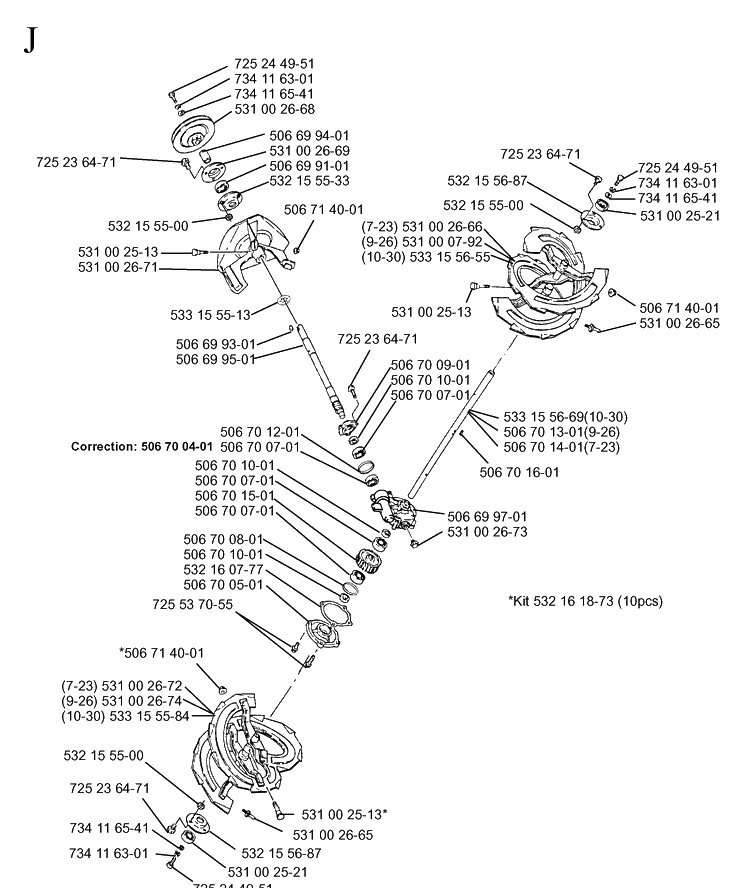 Auger Housing And Impeller Diagram and Parts List for 10-30  Husqvarna Snow Blower