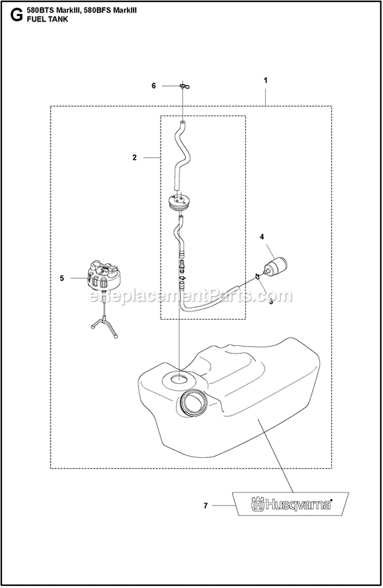 Harness Diagram and Parts List for 580BTSMARKIII  Husqvarna Leaf Blower / Vacuum