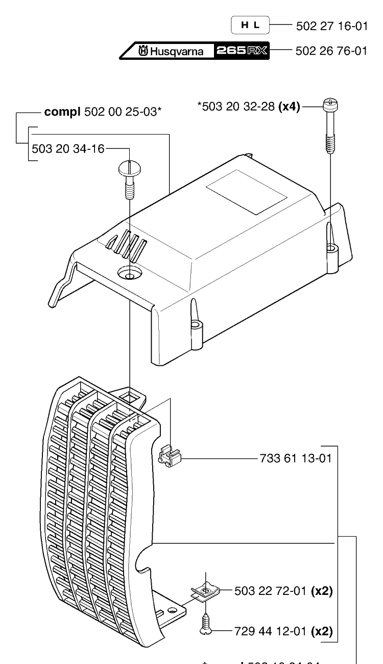 Covers Diagram and Parts List for 265RXEPA 2002-08 Husqvarna Brush Cutter