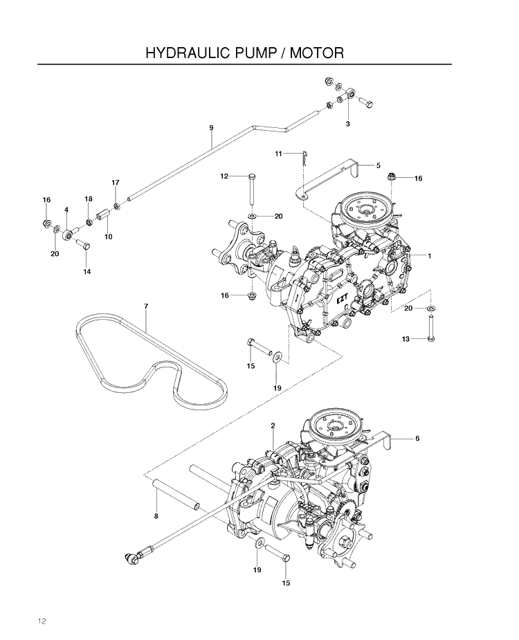Hydraulic Pump - Motor Diagram and Parts List for RZ4219 (966809001)(2011-09) Husqvarna Lawn Mower