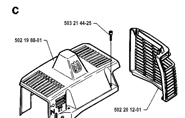 Cylinder Cover Diagram and Parts List for 235R 19930600001-19940600000 Husqvarna Brush Cutter