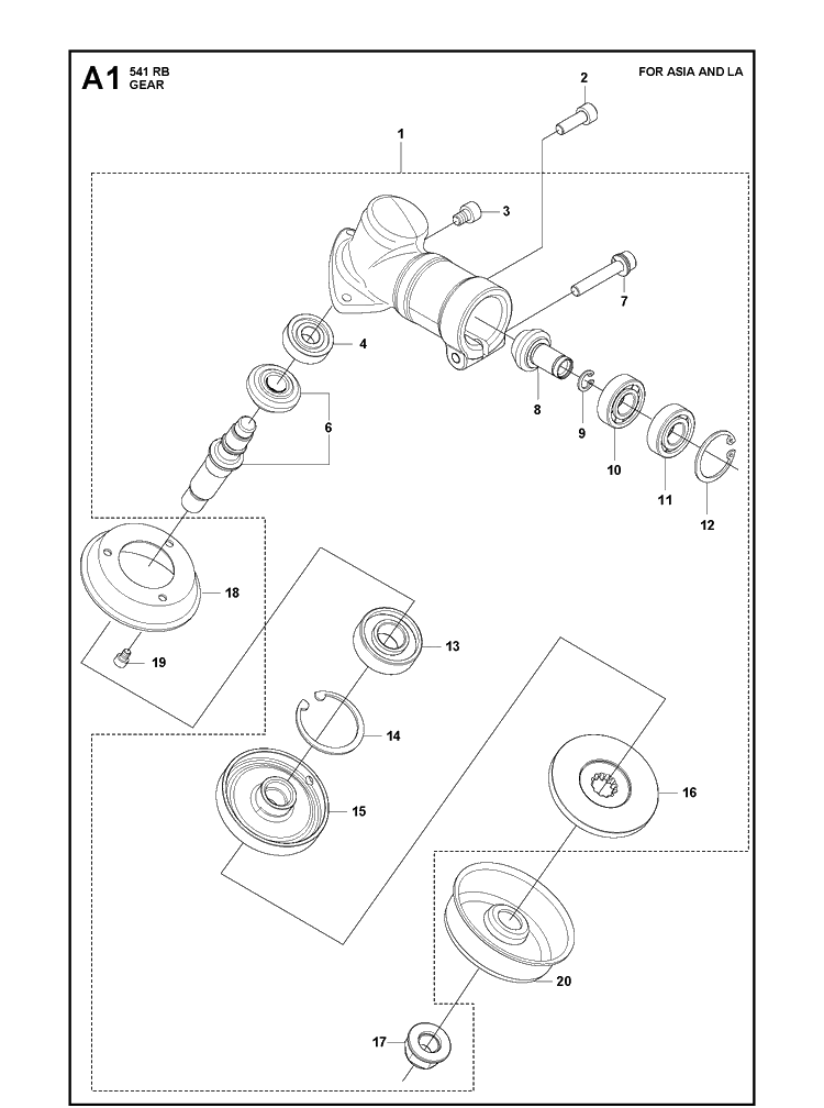 Gears 2 Diagram and Parts List for 541RB  Husqvarna Brush Cutter